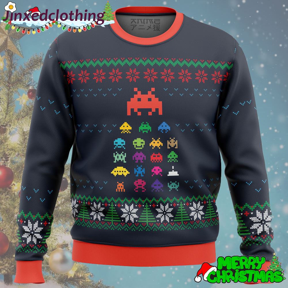 Space Invaders Ugly Christmas Sweater Xmas Day 